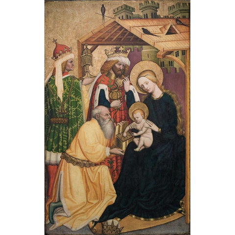 Adoration of the Magi Black Modern Wood Framed Art Print with Double Matting by Laib, Konrad