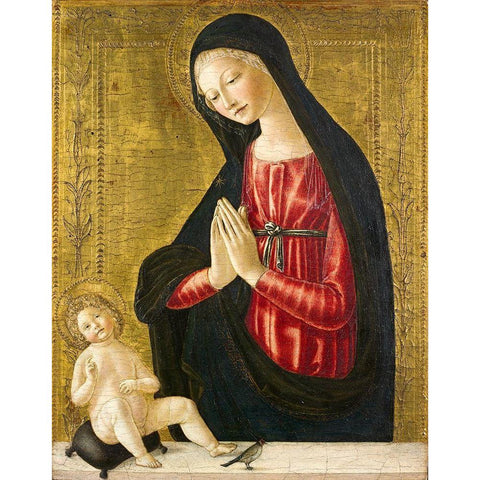 Virgin and Child with a Goldfinch White Modern Wood Framed Art Print by Landi, Neroccio de''