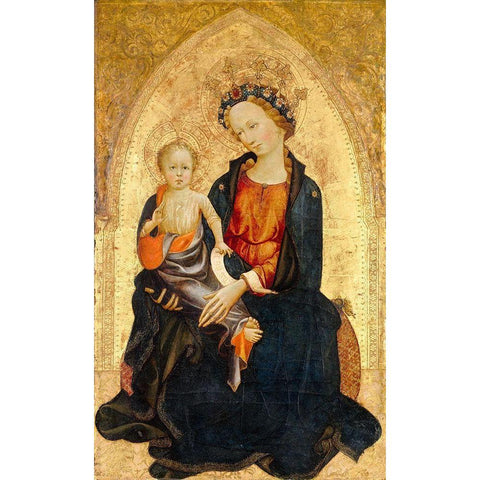 Madonna and Child Black Modern Wood Framed Art Print with Double Matting by Starnina, Gherardo