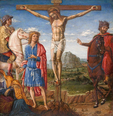 The Crucifixion White Modern Wood Framed Art Print with Double Matting by Giovanni, Matteo di