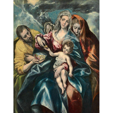 The Holy Family with Mary Magdalen Black Modern Wood Framed Art Print with Double Matting by Greco, El