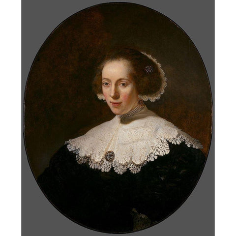 Portrait of a Woman White Modern Wood Framed Art Print by RijnÂ , Rembrandt van