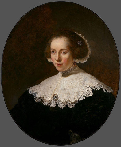 Portrait of a Woman White Modern Wood Framed Art Print with Double Matting by RijnÂ , Rembrandt van