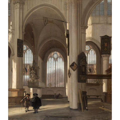 Interior of a Church White Modern Wood Framed Art Print by Witte, Emanuel de