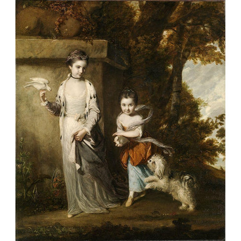 Portrait of the Ladies Amabel and Mary Jemima Yorke White Modern Wood Framed Art Print by Reynolds, Joshua