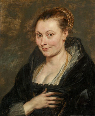 Portrait of Isabella Brant White Modern Wood Framed Art Print with Double Matting by Rubens, Peter Paul