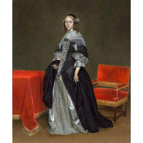 Portrait of a Woman White Modern Wood Framed Art Print by Borch, Gerard ter