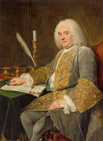 Portrait of Jean-Gabriel du Theil at the Signing of the Treaty of Vienna Black Ornate Wood Framed Art Print with Double Matting by Aved, Jacques Andre Joseph