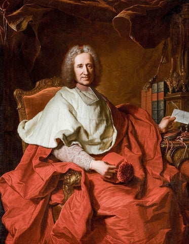 Portrait of Cardinal Guillaume Dubois White Modern Wood Framed Art Print with Double Matting by Rigaud, Hyacinthe