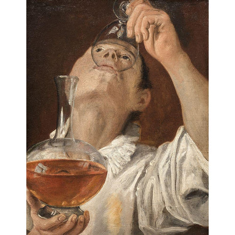 Boy Drinking White Modern Wood Framed Art Print by Carracci, Annibale