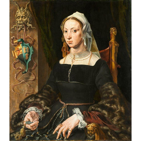 Portrait of Machtelt Suijs White Modern Wood Framed Art Print by Heemskerck, Maerten van