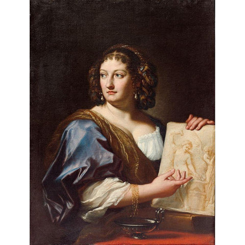 Portrait of Francesca Gommi Maratti Gold Ornate Wood Framed Art Print with Double Matting by Maratti, Carlo