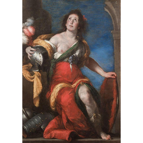 Allegorical Figure White Modern Wood Framed Art Print by Strozzi, Bernardo