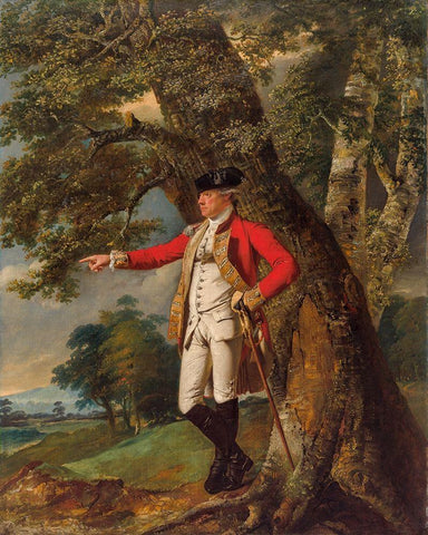 Portrait of Colonel Charles Heathcote Black Ornate Wood Framed Art Print with Double Matting by Wright, Joseph of Derby