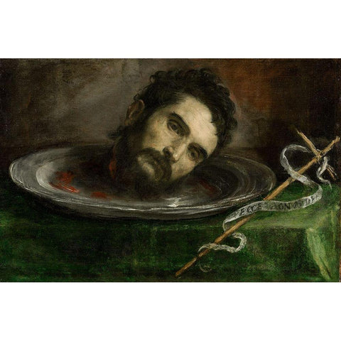 Head of Saint John the Baptist White Modern Wood Framed Art Print by Spain 16th Century