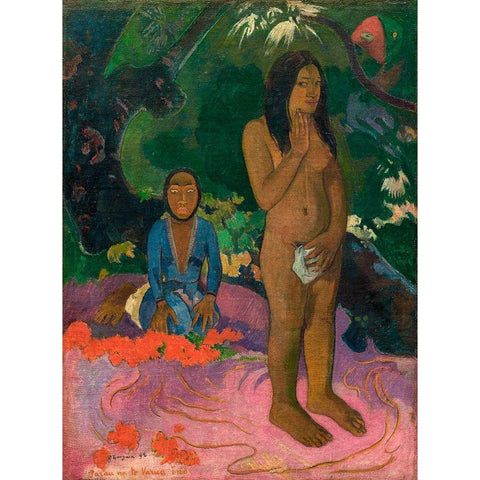 Words of the Devil Gold Ornate Wood Framed Art Print with Double Matting by Gauguin, Paul