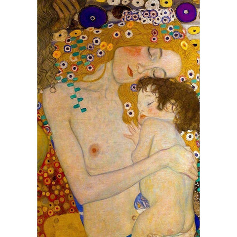 Die Drei Lebensalter White Modern Wood Framed Art Print by Klimt, Gustav