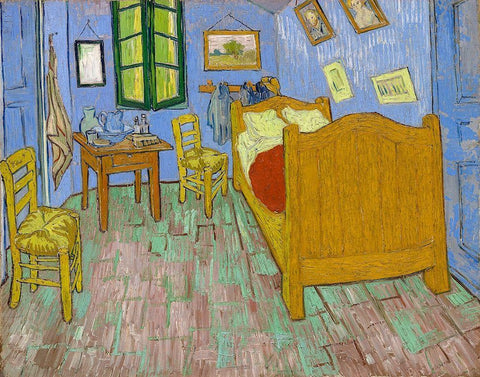 The Bedroom 1889 White Modern Wood Framed Art Print with Double Matting by Van Gogh, Vincent