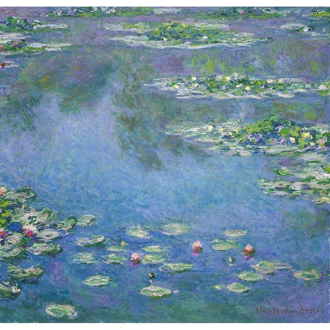 Water Lilies 1906 Black Modern Wood Framed Art Print with Double Matting by Monet, Claude