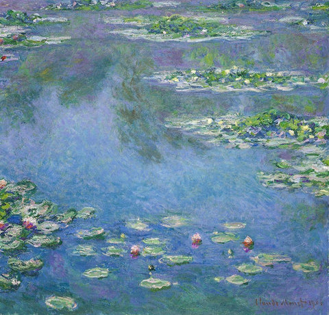 Water Lilies 1906 White Modern Wood Framed Art Print with Double Matting by Monet, Claude