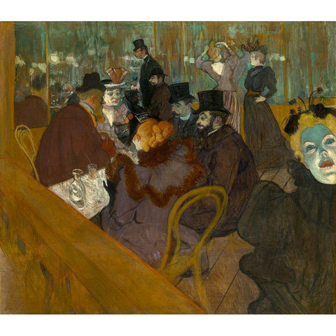 At the Moulin Rouge Gold Ornate Wood Framed Art Print with Double Matting by Toulouse-Lautrec, Henri de