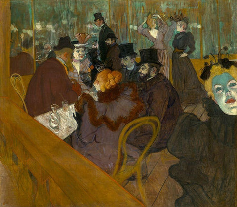 At the Moulin Rouge Black Ornate Wood Framed Art Print with Double Matting by Toulouse-Lautrec, Henri de