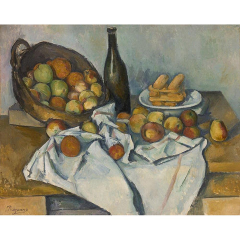 The Basket of Apples 1893 Gold Ornate Wood Framed Art Print with Double Matting by Cezanne, Paul