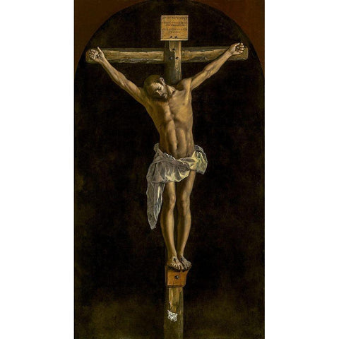 The Crucifixion 1627 Gold Ornate Wood Framed Art Print with Double Matting by de Zurbaran, Francisco