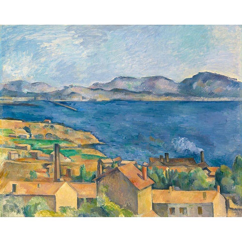 The Bay of Marseille, Seen from Lâ€™Estaque 1885 Black Modern Wood Framed Art Print with Double Matting by Cezanne, Paul