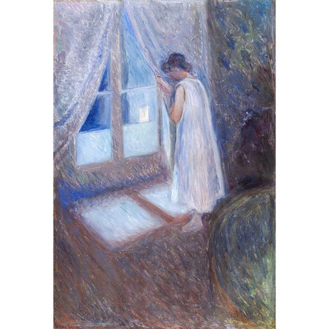 The Girl by the Window 1893 White Modern Wood Framed Art Print by Munch, Edvard