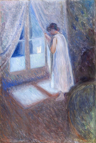 The Girl by the Window 1893 Black Ornate Wood Framed Art Print with Double Matting by Munch, Edvard