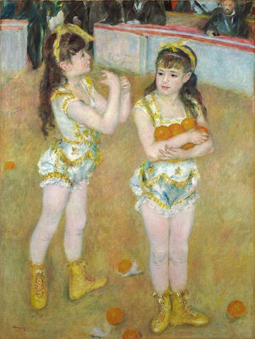 Acrobats at the Cirque Fernando (Francisca and Angelina Wartenberg) 1879 Black Ornate Wood Framed Art Print with Double Matting by Renoir, Pierre-Auguste