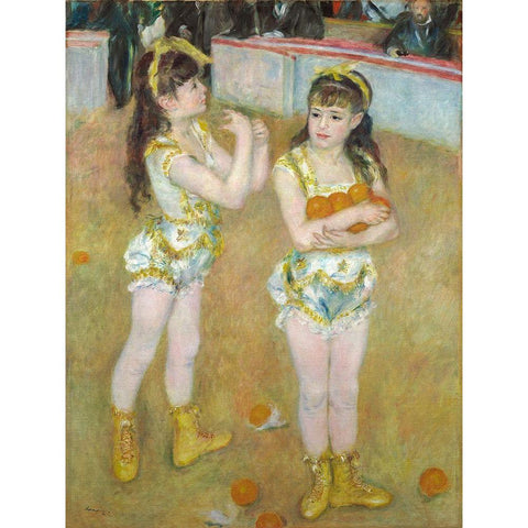 Acrobats at the Cirque Fernando (Francisca and Angelina Wartenberg) 1879 Black Modern Wood Framed Art Print with Double Matting by Renoir, Pierre-Auguste