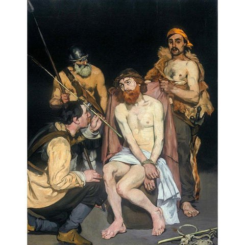 Jesus Mocked by the Soldiers 1865 Gold Ornate Wood Framed Art Print with Double Matting by Manet, Edouard