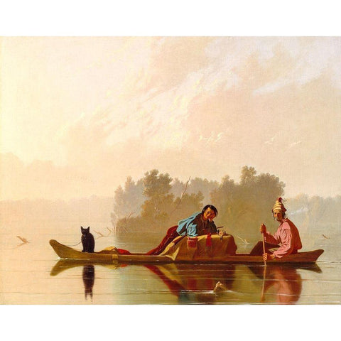 Fur Traders Descending the Missouri 1845 Black Modern Wood Framed Art Print by Bingham, George Caleb