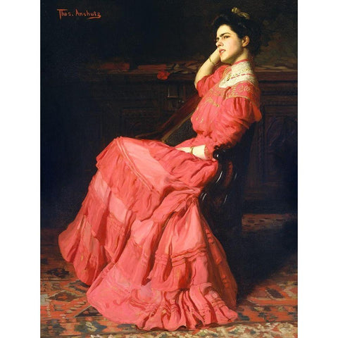 A Rose 1907 Black Modern Wood Framed Art Print by AnshutzÂ , Thomas