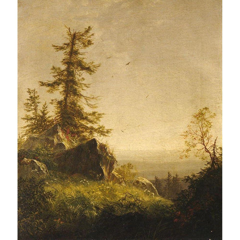 Morning on the Mountain 1856 Gold Ornate Wood Framed Art Print with Double Matting by Hubbard, Richard William