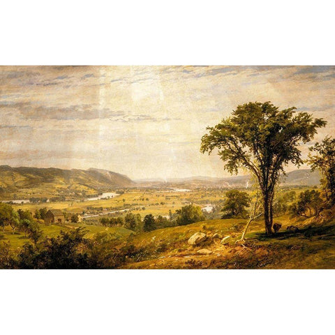 Wyoming Valley, Pennsylvania 1864 Black Modern Wood Framed Art Print by Cropsey, Jasper Francis