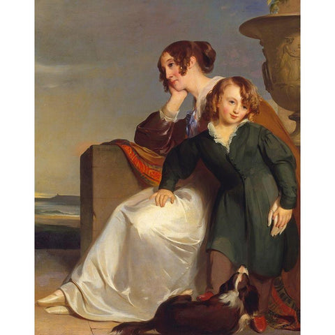 Mother and Son 1840 Gold Ornate Wood Framed Art Print with Double Matting by Sully, ThomasÂ 