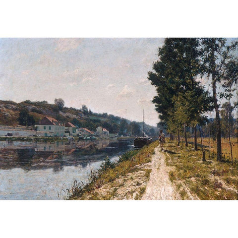 Banks of the Loing Gold Ornate Wood Framed Art Print with Double Matting by Picknell, William Lamb