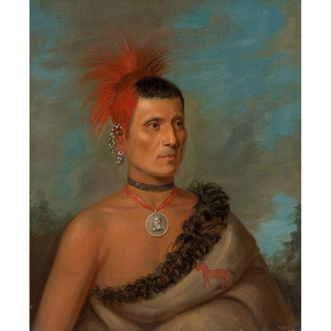 Pes-Ke-Le-Cha-Co 1832 Black Modern Wood Framed Art Print by Inman, Henry