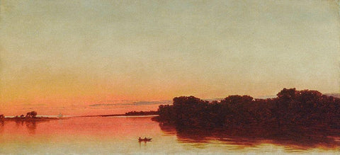 Twilight on the Sound, Darien, Connecticut 1872 White Modern Wood Framed Art Print with Double Matting by Kensett, John Frederick