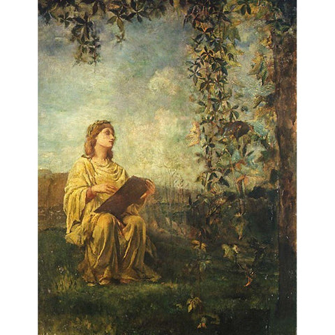 The Muse of Painting 1870 Black Modern Wood Framed Art Print by La Farge, John