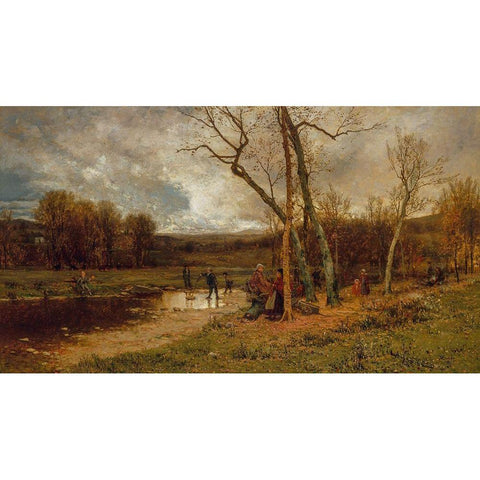Saturday Afternoon 1875 White Modern Wood Framed Art Print by McEntee, Jervis