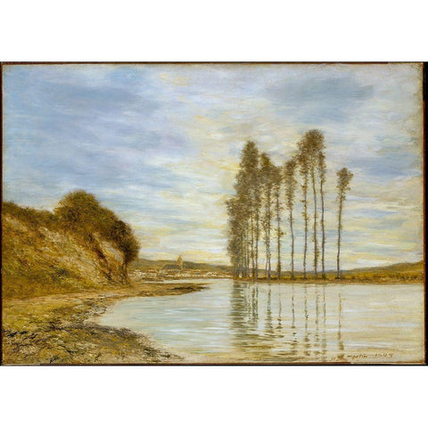 View on the Seine: Harp of the Winds Black Modern Wood Framed Art Print with Double Matting by Martin, Homer DodgeÂ 