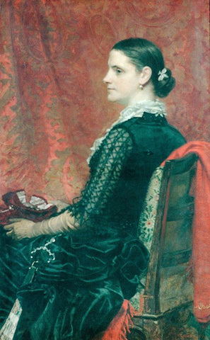 Mrs. Thomas Hicks 1884 Black Ornate Wood Framed Art Print with Double Matting by Hicks, Thomas