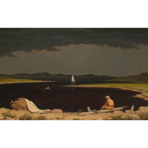 Approaching Thunder Storm 1859 Gold Ornate Wood Framed Art Print with Double Matting by Heade, Martin Johnson