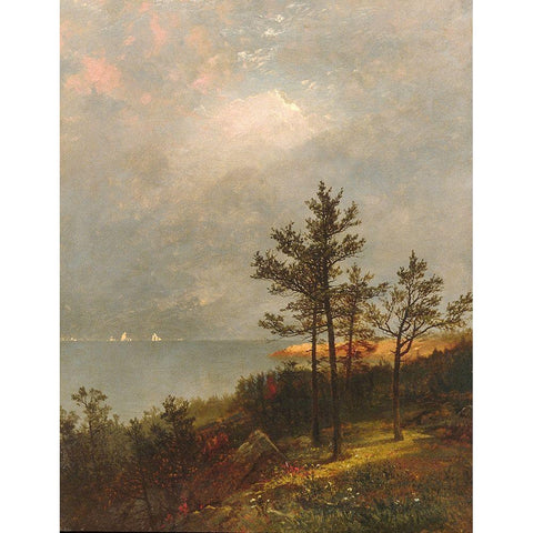 Gathering Storm on Long Island Sound 1872 Gold Ornate Wood Framed Art Print with Double Matting by Kensett, John Frederick