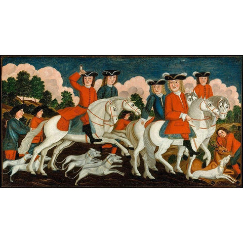The Hunting Partyâ€”New Jersey Black Modern Wood Framed Art Print by American 1750