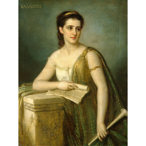 Calliope 1869 Gold Ornate Wood Framed Art Print with Double Matting by Fagnani, Joseph
